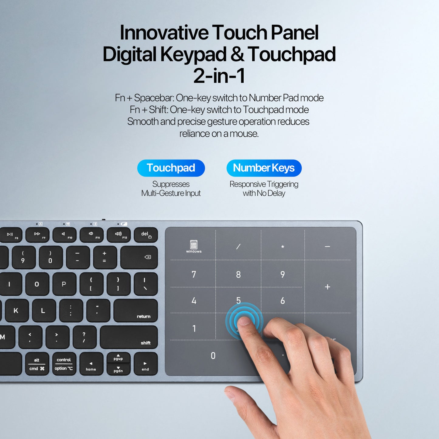DUX DUCIS Aluminum Alloy Wireless Keyboard With TouchPad   LK Pro Series Aluminum Alloy Wireless Keyboard With TouchPad for Laptops/Tablets/Phones