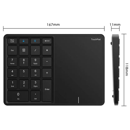 BT-14 Bluetooth-compatible / 2.4G Wireless Mini Numeric Keyboard Computer Laptop Keypad with Touchpad