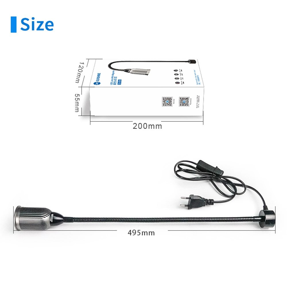 SUNSHINE SS-804 Magnetic LED Work Light 10W Aluminum Heat Dissipation Flexible Hose COB Desk Lamp for Repair