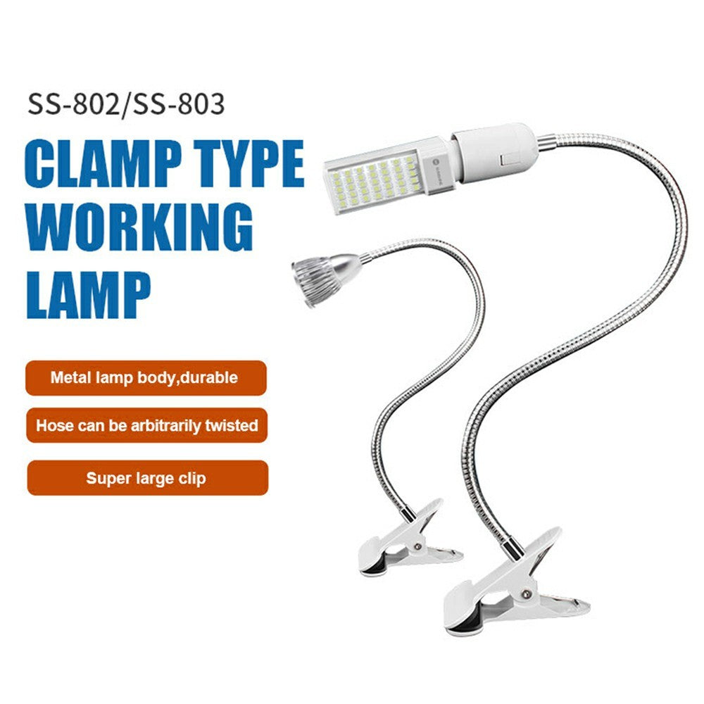 SUNSHINE SS-803 Clamp LED Work Light 360 Degree Adjustable 35 LEDs Metal Flexible Arm Clip-on Desk Lamp for Repair