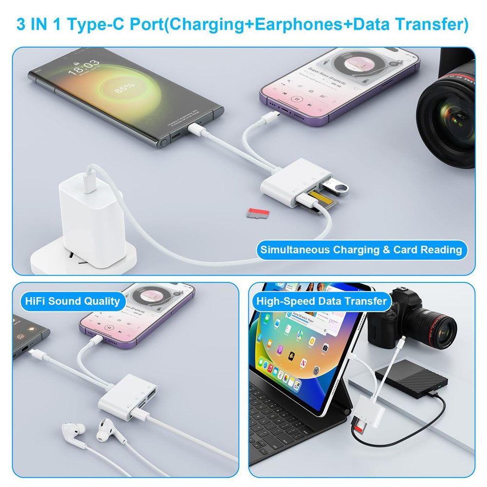 NK-104pro USB-C / 8-Pin Kartenleser: SD+TF+USB OTG+USB-C Adapter
