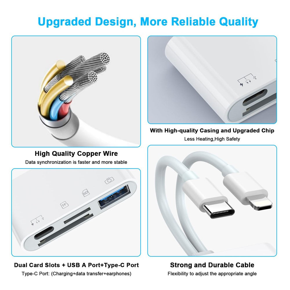 NK-104pro USB-C / 8-Pin Kartenleser: SD+TF+USB OTG+USB-C Adapter