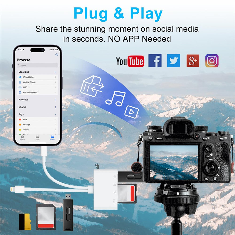 NK-104pro USB-C / 8-Pin Kartenleser: SD+TF+USB OTG+USB-C Adapter