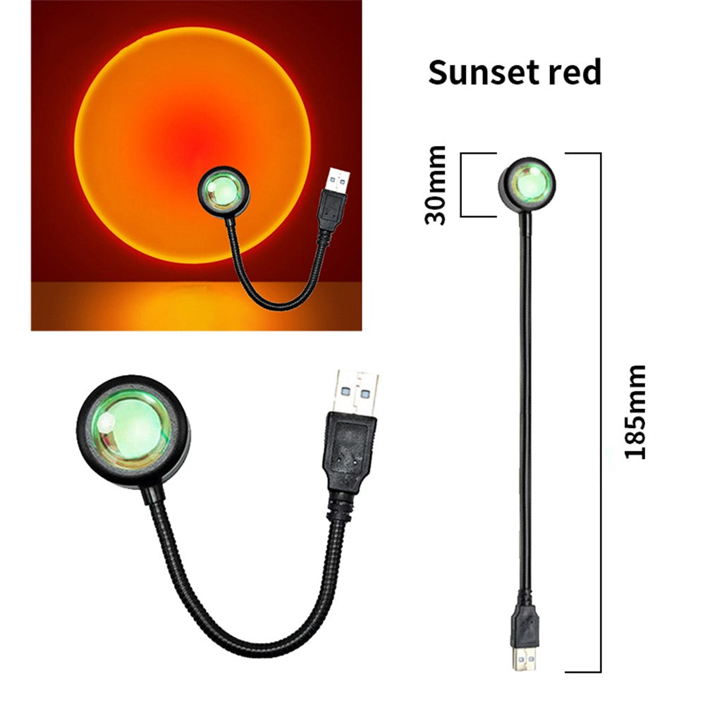R13 Plug and Play Romantic Sunset Projector Lamp USB Atmosphere Lamp LED Night Light for Bedroom Coffee Store