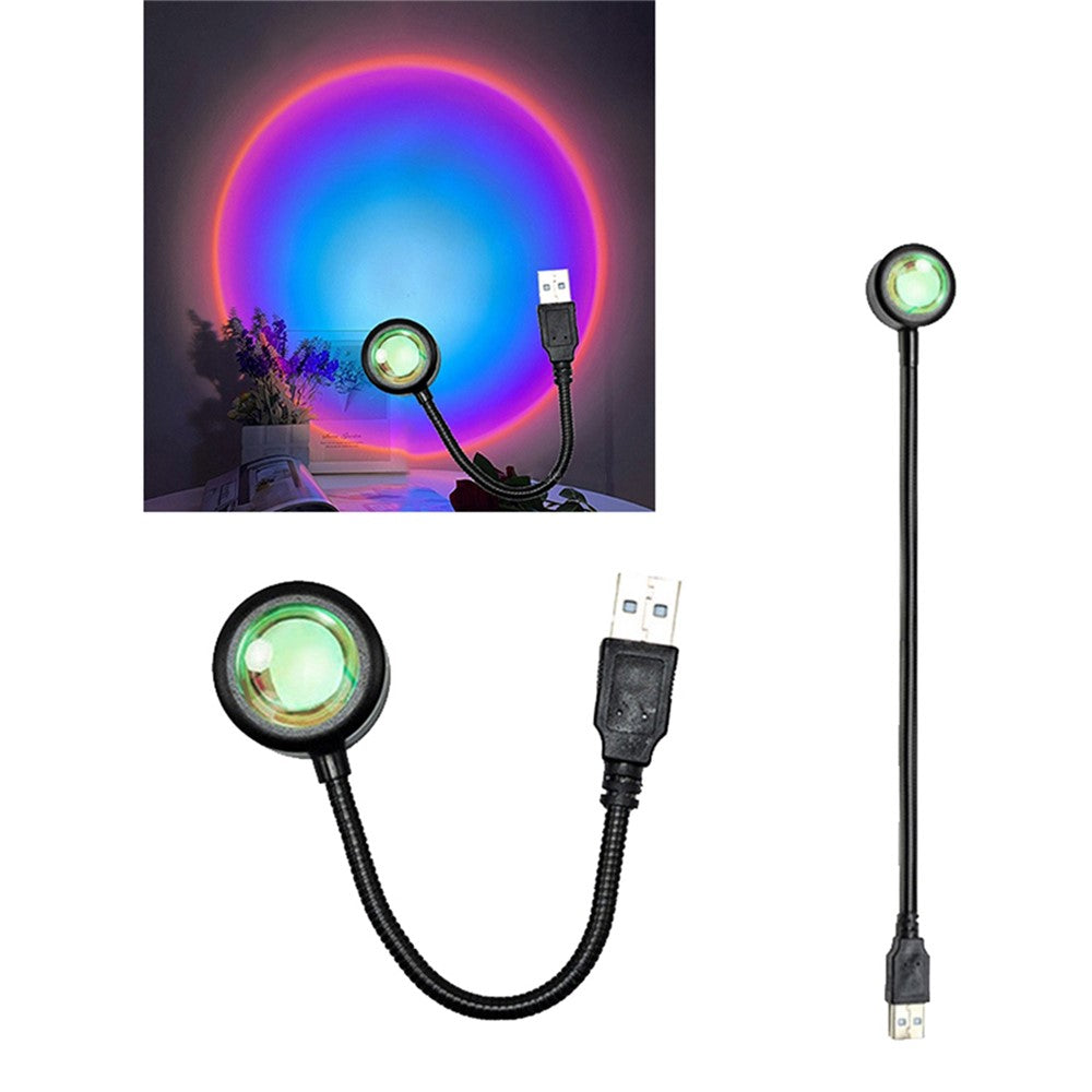 R13 Plug and Play Romantic Sunset Projector Lamp USB Atmosphere Lamp LED Night Light for Bedroom Coffee Store