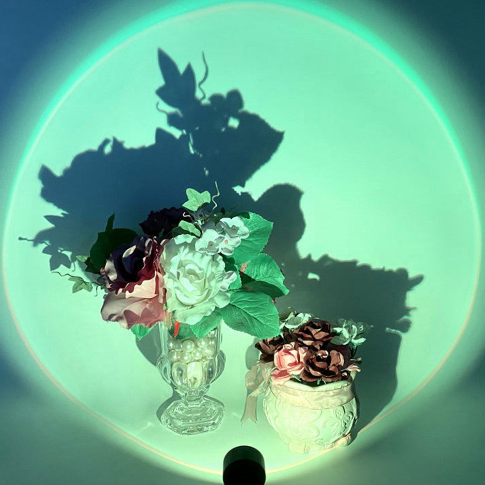 R13 Romantic Sunset Projector Lamp USB Atmosphere Lamp LED Night Light for Bedroom Coffee Store, 7 Colors