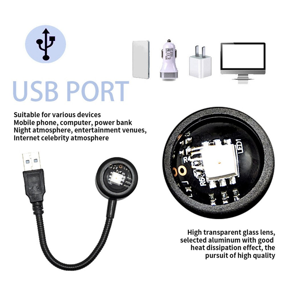 R13 Romantic Sunset Projector Lamp USB Atmosphere Lamp LED Night Light for Bedroom Coffee Store, 7 Colors