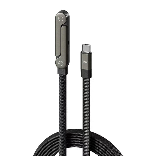 90 Degree Angled Type-C to Type-C 240W Fast Charging Cable Data Sync Cord with Phone Holder for Gaming/Multitasking
