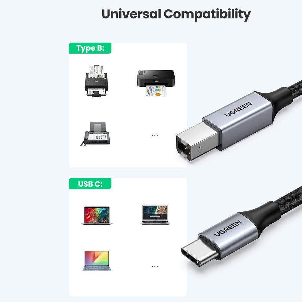UGREEN 3m For MacBook Pro Epson HP Canon Samsung USB C to USB B 2.0 Printer Cable