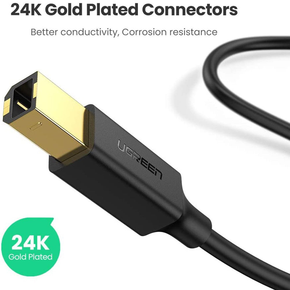 UGREEN 5m Type B Male to A Male Gold Plated Connector USB 2.0 Printer Cable for HP Canon Epson