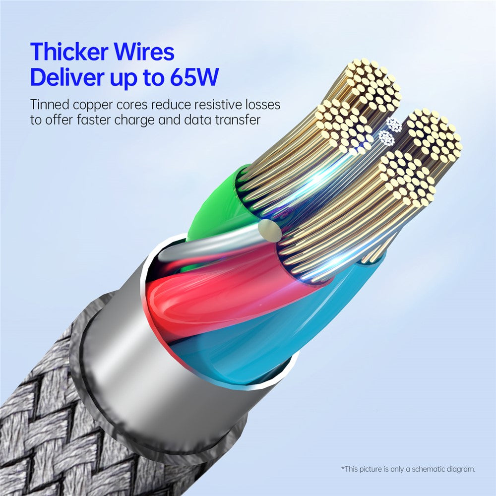 DUZZONA A2 3m PD 65W Fast Charging USB-C to USB-C Cable Nylon Braided Data Cord for iPhone 16-15 Series