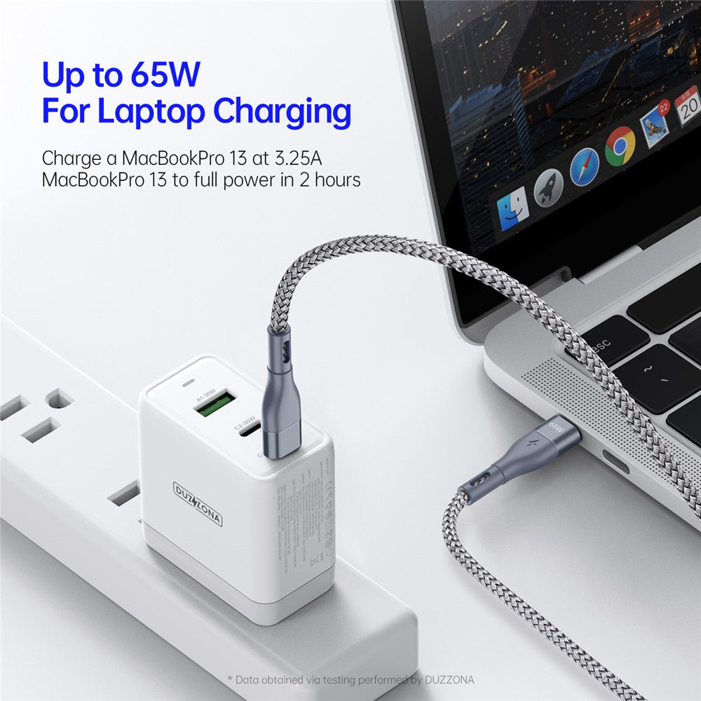 DUZZONA A2 3m PD 65W Fast Charging USB-C to USB-C Cable Nylon Braided Data Cord for iPhone 16-15 Series