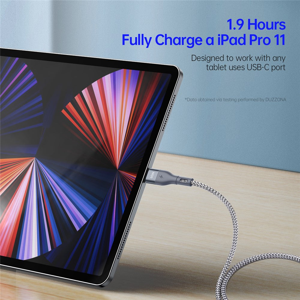 DUZZONA A2 3m PD 65W Fast Charging USB-C to USB-C Cable Nylon Braided Data Cord for iPhone 16-15 Series
