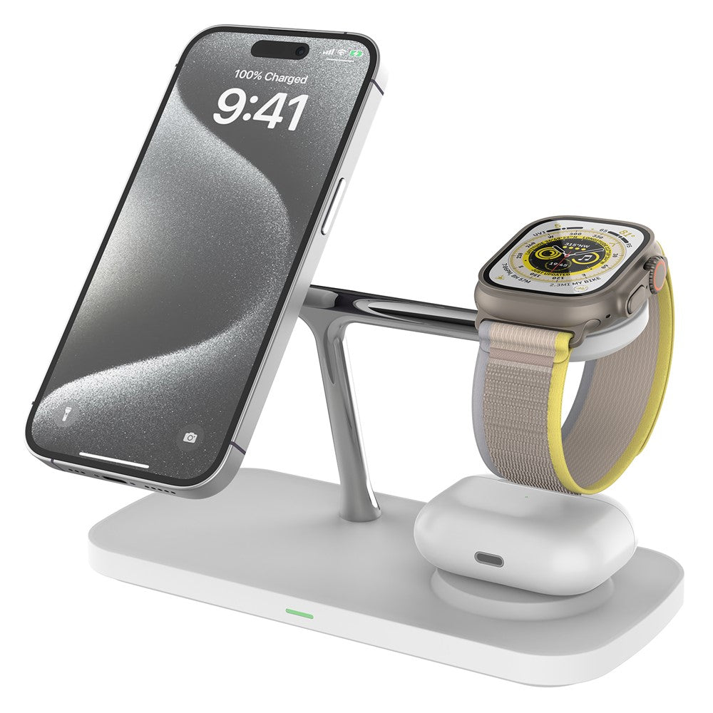 T255 Qi2 15W Magnetisches kabelloses Ladegerät für Handy, Uhr, Kopfhörer - 3in1 Desktop-Ladestation