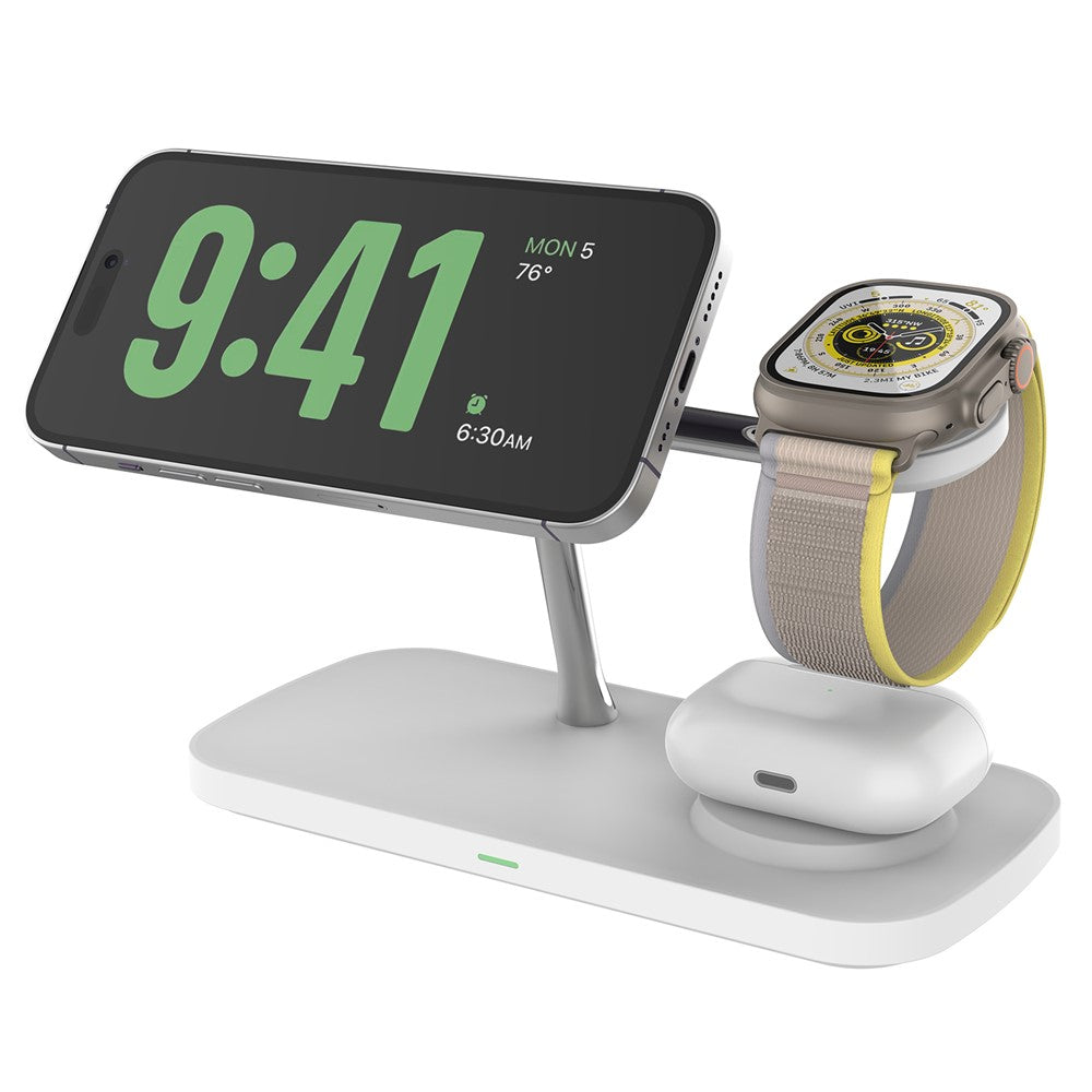 T255 Qi2 15W Magnetisches kabelloses Ladegerät für Handy, Uhr, Kopfhörer - 3in1 Desktop-Ladestation