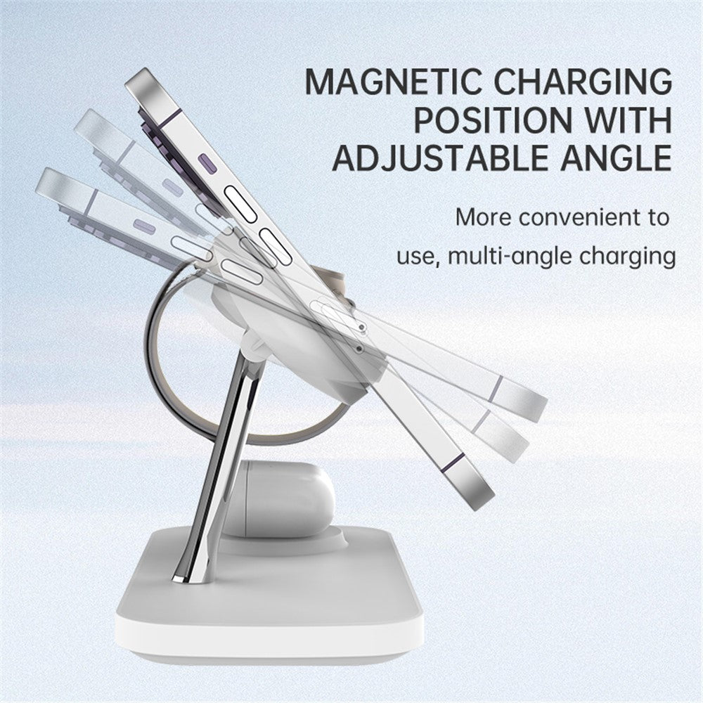 T255 Qi2 15W Magnetisches kabelloses Ladegerät für Handy, Uhr, Kopfhörer - 3in1 Desktop-Ladestation