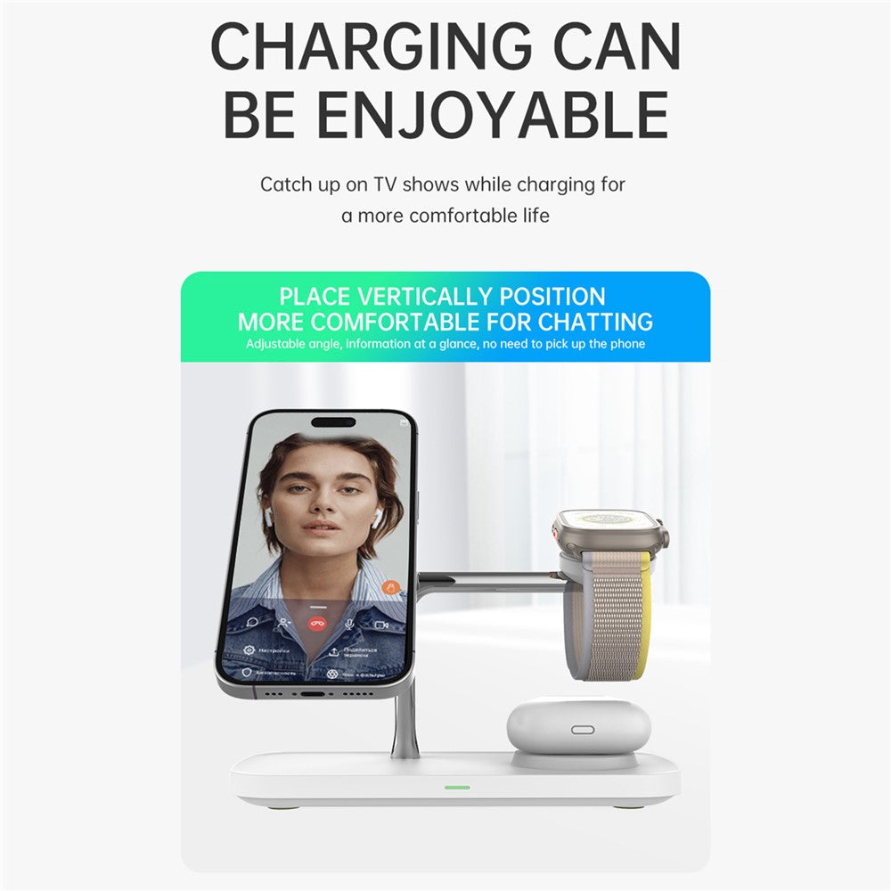 T255 Qi2 15W Magnetisches kabelloses Ladegerät für Handy, Uhr, Kopfhörer - 3in1 Desktop-Ladestation