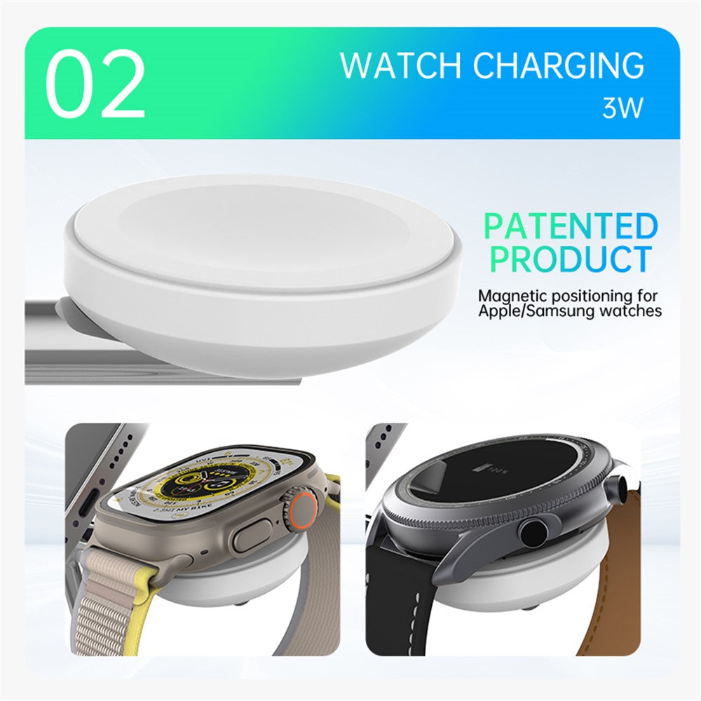 T255 Qi2 15W Magnetisches kabelloses Ladegerät für Handy, Uhr, Kopfhörer - 3in1 Desktop-Ladestation