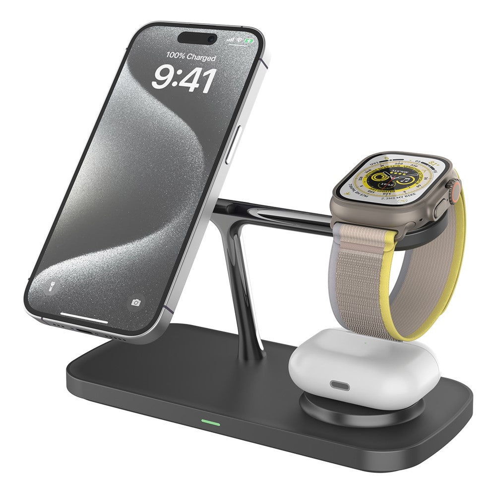 T255 Qi2 15W Magnetisches kabelloses Ladegerät für Handy, Uhr, Kopfhörer - 3in1 Desktop-Ladestation