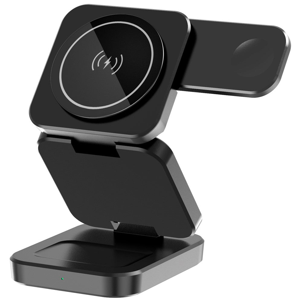 A390 3-in-1 15W Magnetisches Schnelllade-Ladekabel mit faltbarem Ständer für iPhone / Apple Watch / AirPods