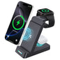 B-20A 3 in 1 Wireless Charging Station 15W Foldable Magnetic Charger Stand for Phone Earbuds Samsung Galaxy Watch 3 / 4 / 5 / 6 / 7