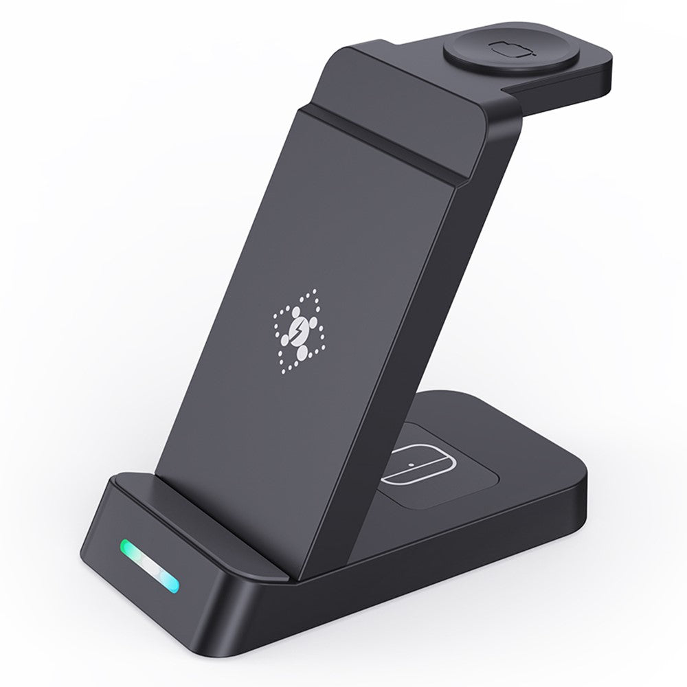 B-20A 3 in 1 Wireless Charging Station 15W Foldable Magnetic Charger Stand for Phone Earbuds Samsung Galaxy Watch 3 / 4 / 5 / 6 / 7
