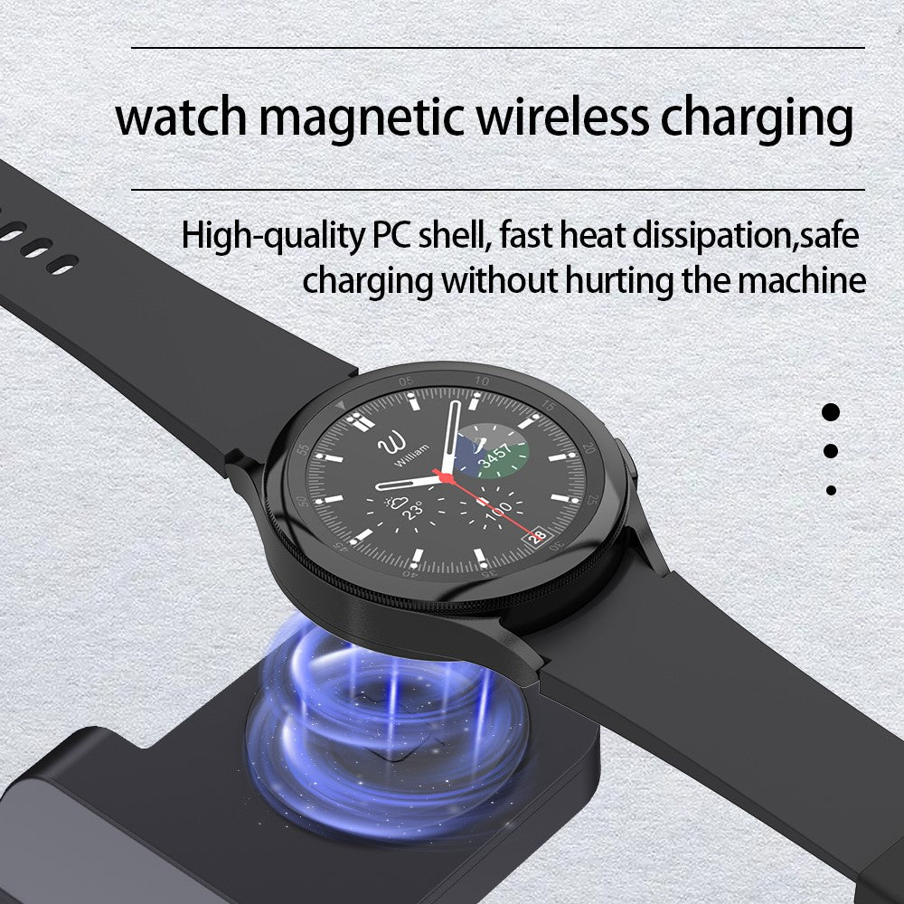 B-20A 3 in 1 Wireless Charging Station 15W Foldable Magnetic Charger Stand for Phone Earbuds Samsung Galaxy Watch 3 / 4 / 5 / 6 / 7