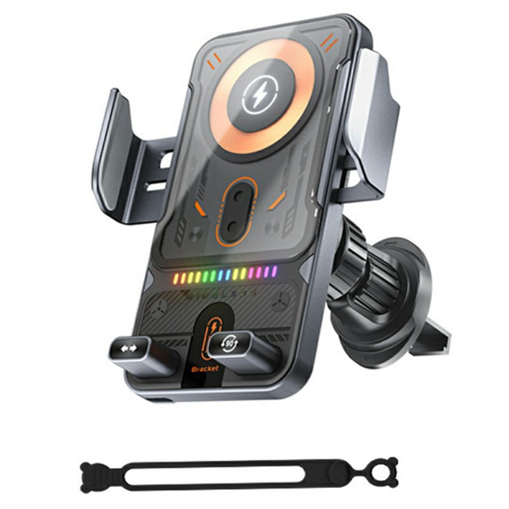 Smart Sensor Car Phone Holder 15W Wireless Charger Automatic Clamping Rotatable Mount with Cable Tie