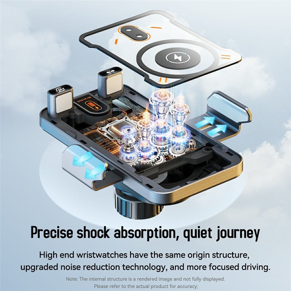 Smart Sensor Car Phone Holder 15W Wireless Charger Automatic Clamping Rotatable Mount with Cable Tie