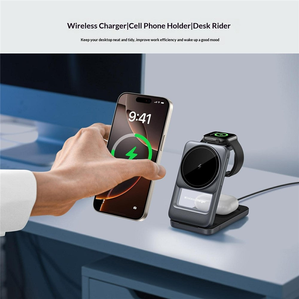 S29 3-in-1 Magnetisches Wireless Ladegerät 15W Schnellladung mit Umgebungslicht