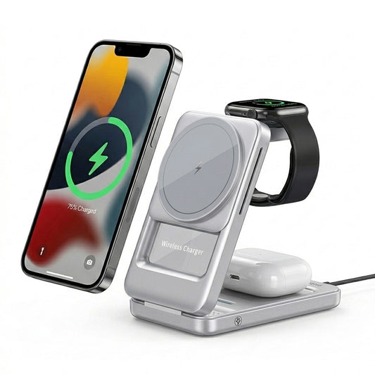 S29 3-in-1 Magnetisches Wireless Ladegerät 15W Schnellladung mit Umgebungslicht