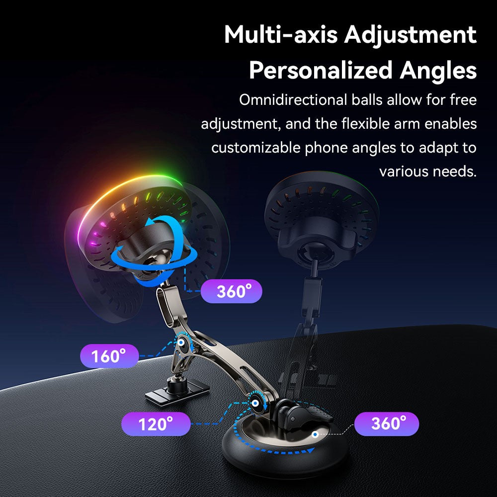 ESSAGER Magnetische Auto Handyhalterung mit RGB, 15W Wireless Charger für Armaturenbrett/Windschutzscheibe