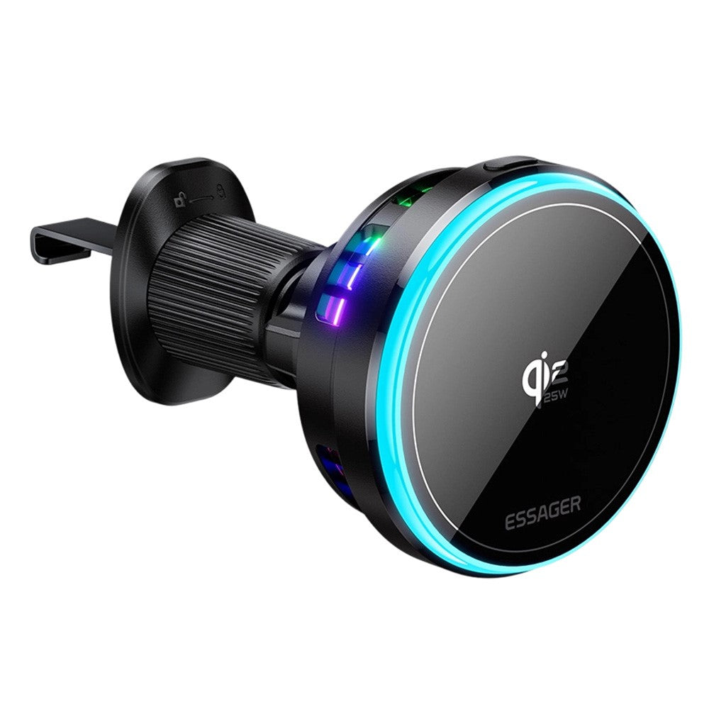 ESSAGER Qi2.2 25W Lade Halterung Lüftungsmagnet mit RGB-Licht
