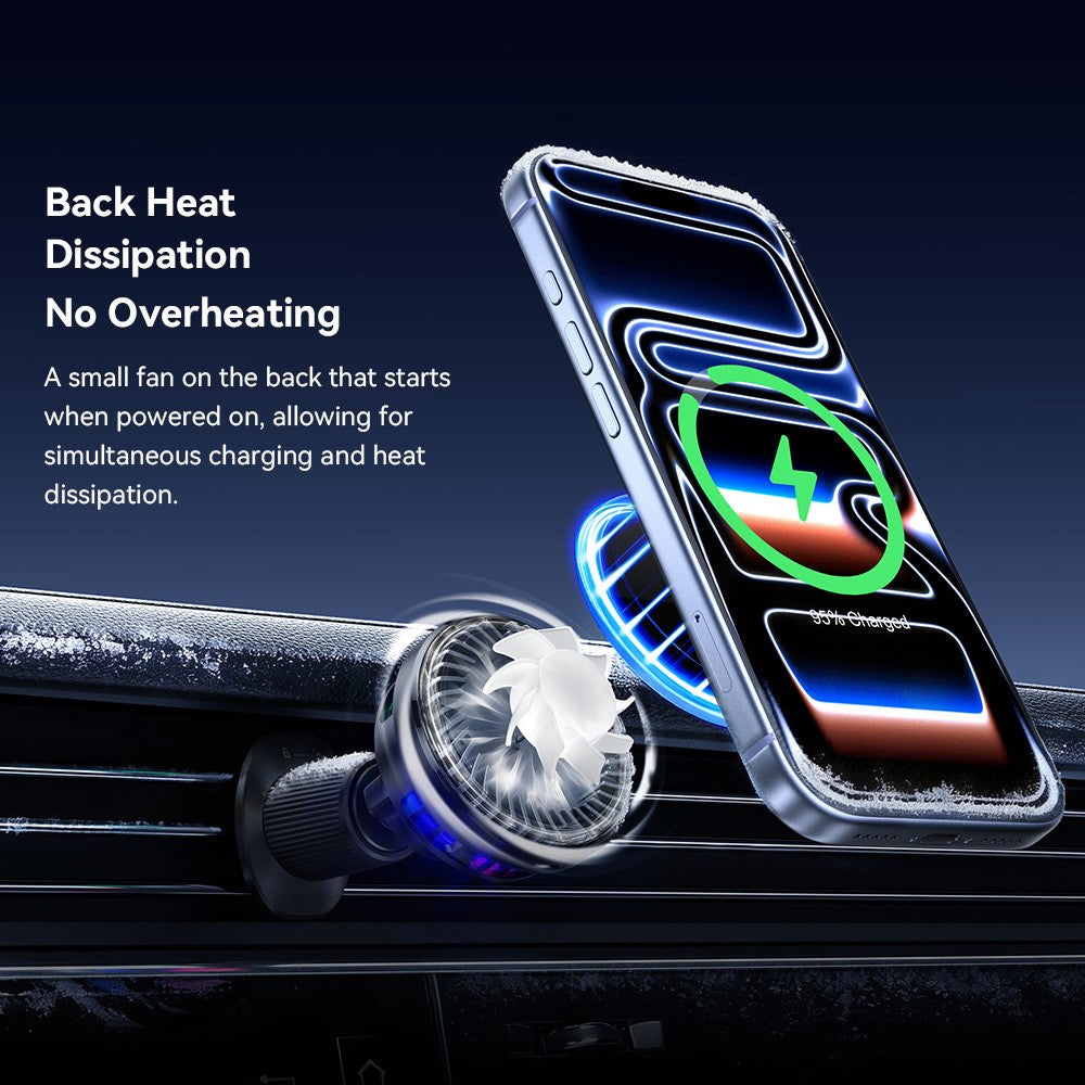 ESSAGER Qi2.2 25W Lade Halterung Lüftungsmagnet mit RGB-Licht
