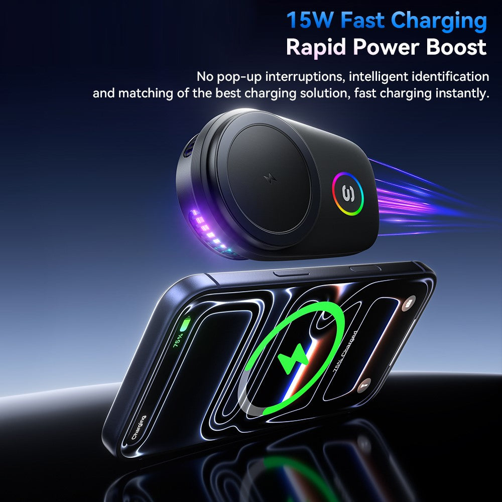 ESSAGER 15W Wireless Charger mit Kühlventilator, magnetisch, für Lüftungsschlitz, RGB