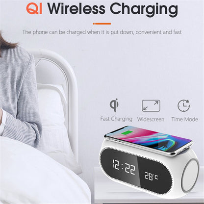 W288 ABS Temperature Date Display Digital Alarm Clock 15W Wireless Charger