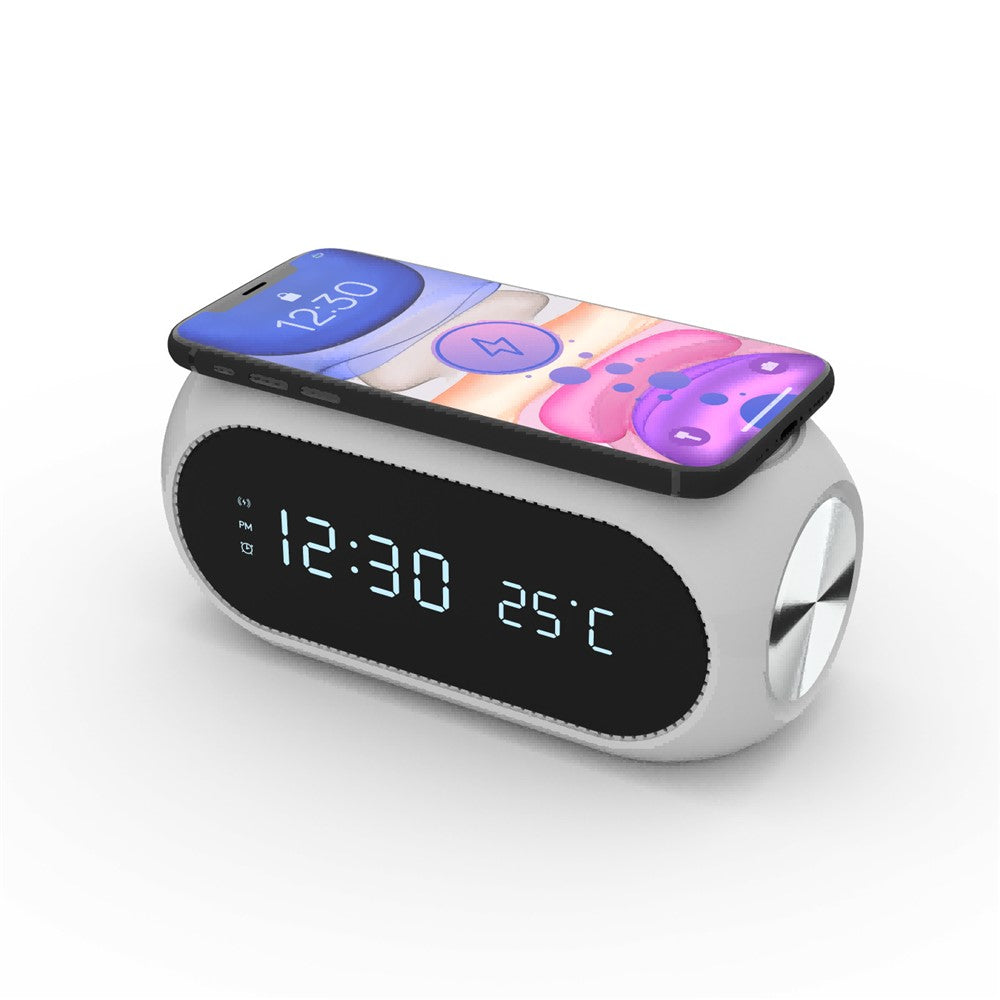 W288 ABS Temperature Date Display Digital Alarm Clock 15W Wireless Charger