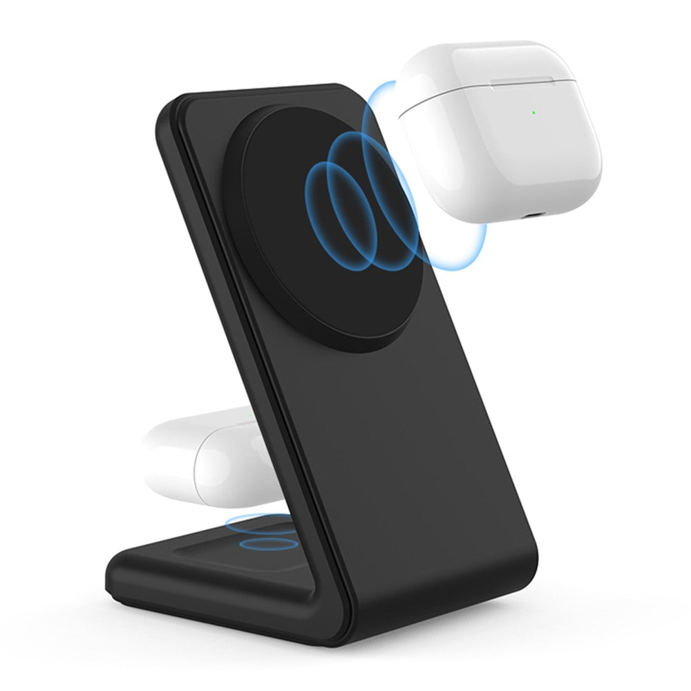 M2A 2-in-1 Magnetic Wireless Charger Vertical Charging Stand for AirPods Pro / iPhone (CE / FCC / ROHS / UKCA Certificate)