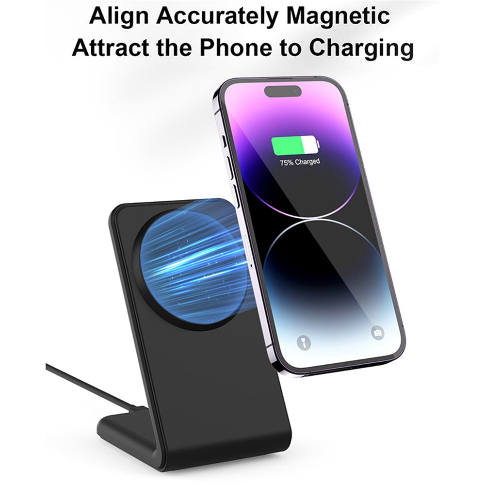 M2 15W Wireless Charging Stand for iPhone 12 / 13 / 14 / 15 Series Magnetic Wireless Charger (CE FCC ROHS UKCA)