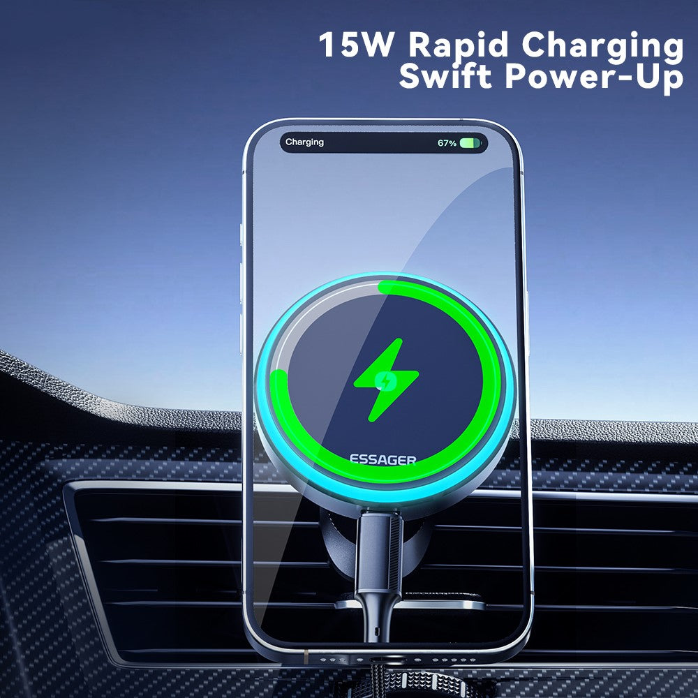 ESSAGER Magnetische Wireless Charger Autohalterung Handyhalterung Ladegerät