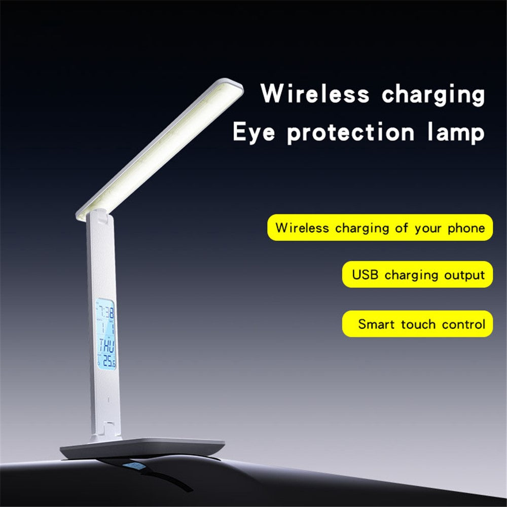 YESIDO DS20 LED Desk Lamp 10W Wireless Charging Function Time Temperature Display Table Light