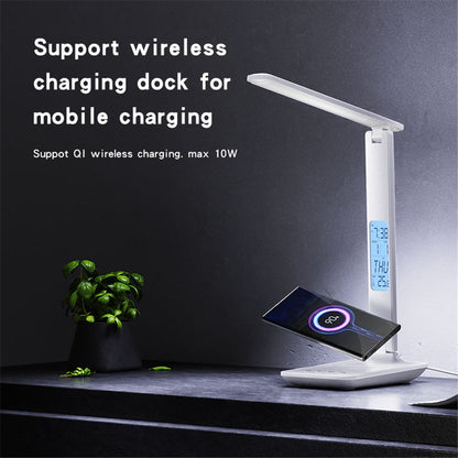 YESIDO DS20 LED Desk Lamp 10W Wireless Charging Function Time Temperature Display Table Light