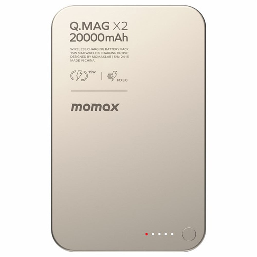 MOMAX Q.MAG X2 20000mAh Magnetic Power Bank Aluminum Alloy+Tempered Glass Wireless Charging Battery Pack