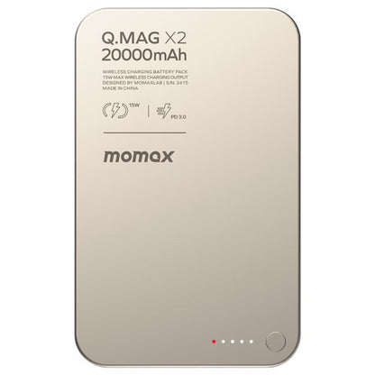 MOMAX Q.MAG X2 20000mAh Magnetic Power Bank Aluminum Alloy+Tempered Glass Wireless Charging Battery Pack