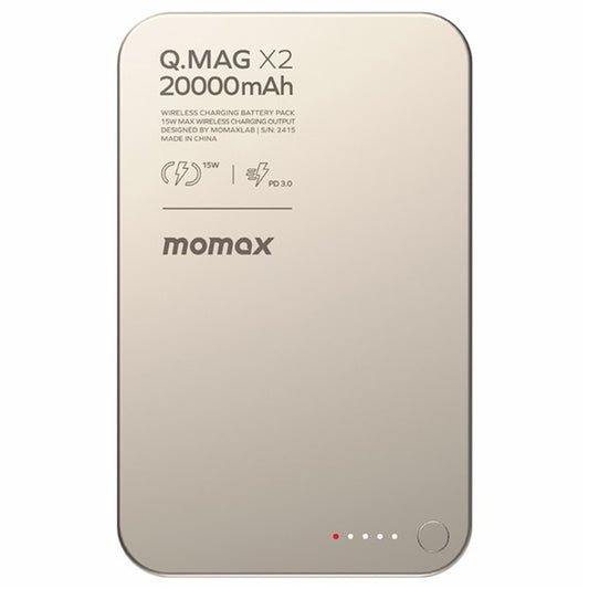MOMAX Q.MAG X2 20000mAh Magnetic Power Bank Aluminum Alloy+Tempered Glass Wireless Charging Battery Pack