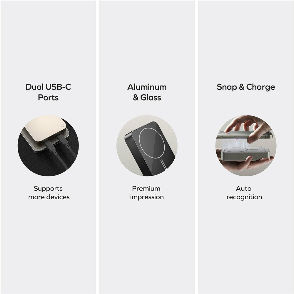 MOMAX Q.MAG X2 20000mAh Magnetic Power Bank Aluminum Alloy+Tempered Glass Wireless Charging Battery Pack
