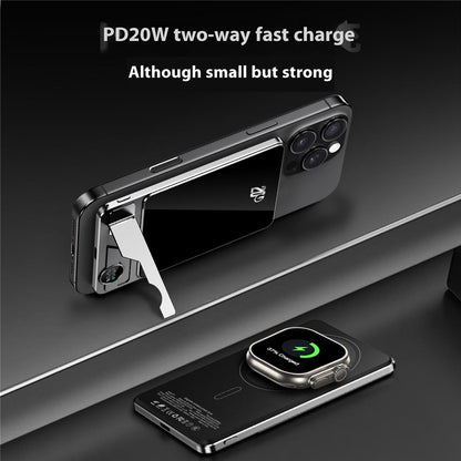 F15 10000mAh Magnetic Wireless Power Bank Slim 15W Portable Charger with USB-C PD 20W Fast Charging and Foldable Stand