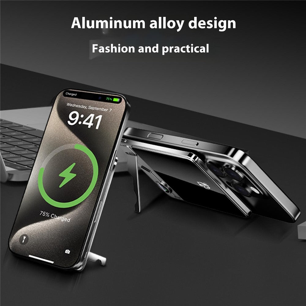 F15 10000mAh Magnetic Wireless Power Bank Slim 15W Portable Charger with USB-C PD 20W Fast Charging and Foldable Stand