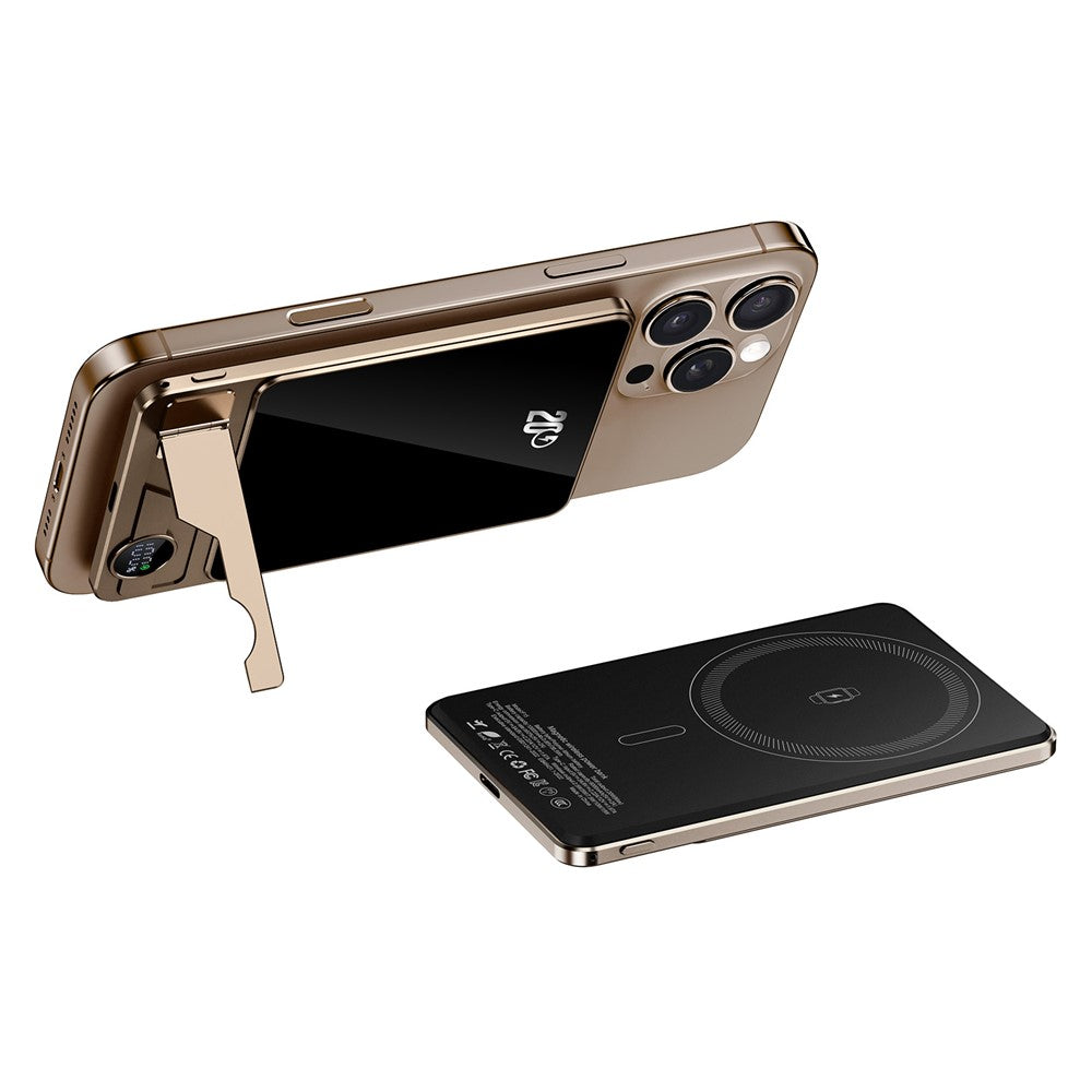 F15 10000mAh Magnetic Wireless Power Bank Slim 15W Portable Charger with USB-C PD 20W Fast Charging and Foldable Stand