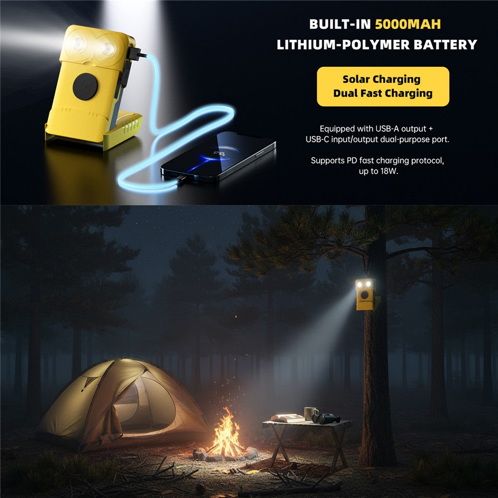 EYONGPV OWL-CSP Outdoor Camping Solar Power Bank 5000mAh Portable Charger Emergency Mobile Power Supply Solar Lamp